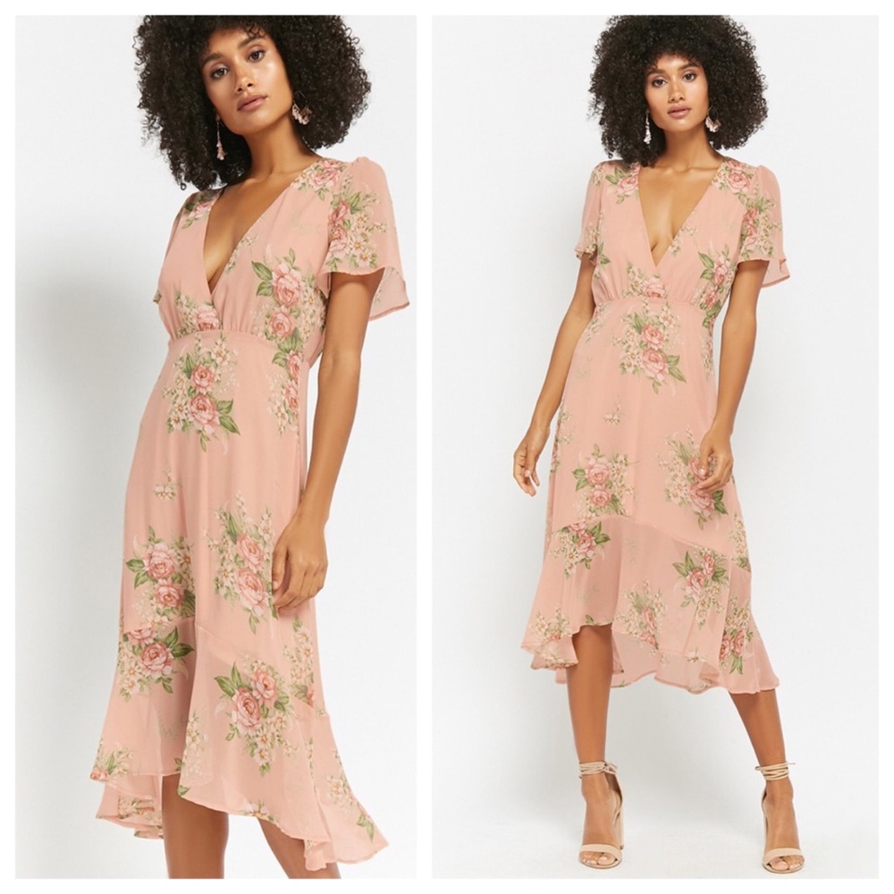Chiffon floral high lo dress